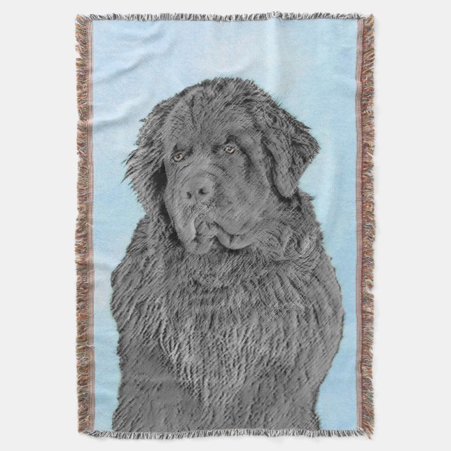 Neufundland Malerei - Niedliche Original Hunde Kun Decke (Vorderseite Vertikal)