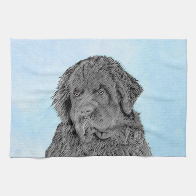 Neufundland Malerei - Niedliche Original Hunde Kun Geschirrtuch (Horizontal)
