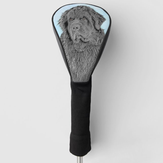 Neufundland Malerei - Niedliche Original Hunde Kun Golf Headcover (Vorderseite)