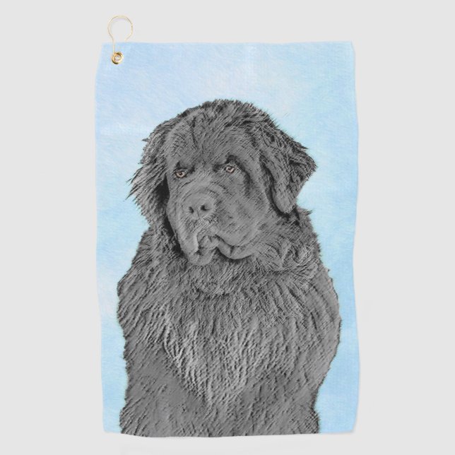Neufundland-Malerei - Niedliche Original Hunde-Kun Golfhandtuch (Vorderseite)