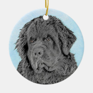 Neufundland Malerei - Niedliche Original Hunde Kun Keramik Ornament