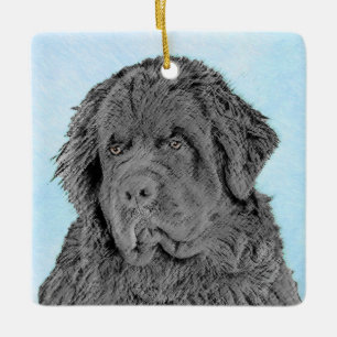 Neufundland Malerei - Niedliche Original Hunde Kun Keramikornament