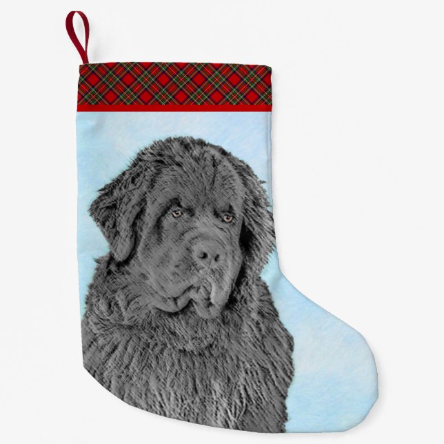 Neufundland-Malerei - Niedliche Original Hunde-Kun Kleiner Weihnachtsstrumpf (Vorderseite)