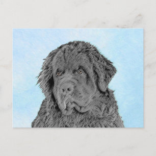 Neufundland Malerei - Niedliche Original Hunde Kun Postkarte