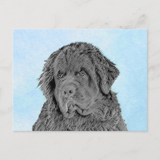 Neufundland Malerei - Niedliche Original Hunde Kun Postkarte (Vorderseite)
