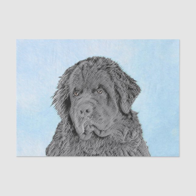 Neufundland Malerei - Niedliche Original Hunde Kun Seidenpapier (Vorderseite)