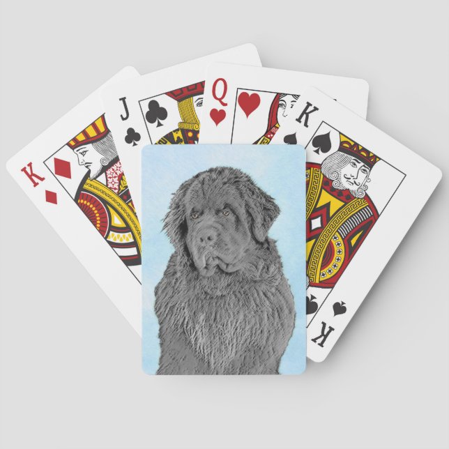 Neufundland Malerei - Niedliche Original Hunde Kun Spielkarten (Rückseite)
