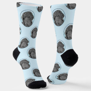 Neufundland Malerei Schwarz Niedlich Original Hund Socken