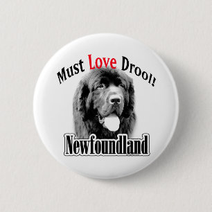 Neufundland muss Liebe-Geifer - Knopf Button