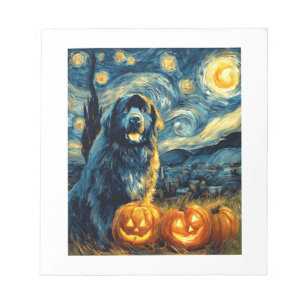 Neufundland Neufie Süßer Hund Halloween Jack O Lan Notizblock