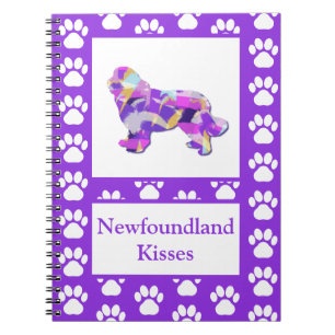 Neufundland Newfie Dog Silhouette Paw Lila PY&B Notizblock