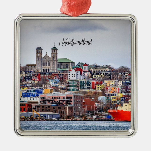 Neufundland, Panoramastadtbild Ornament Aus Metall (Vorne)