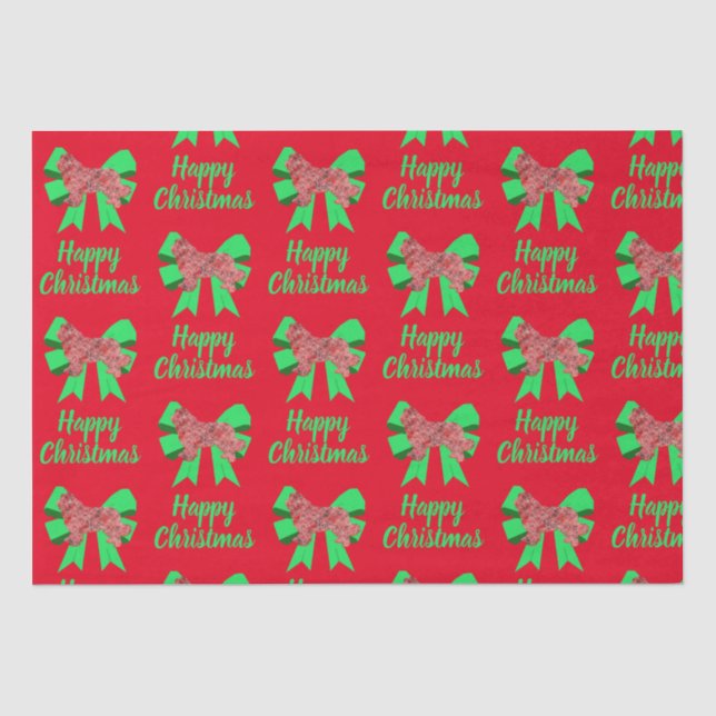 Neufundland Red Christmas Dow & Green Bow Seidenpapier (Vorderseite)