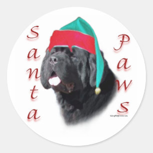 Neufundland (schwarz) Santa Paws Runder Aufkleber