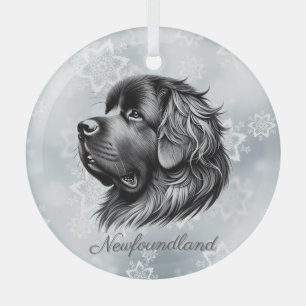 Neufundland Schwarz und Silberglas Ornament Aus Glas