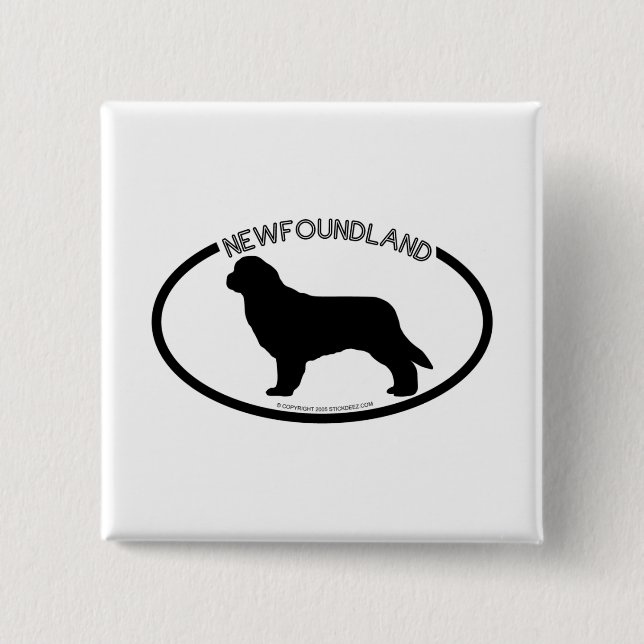 Neufundland-Silhouette-Schwarz-Knopf Button (Vorderseite)