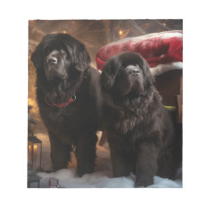 Neufundland Snowy Sleigh Weihnachtsdekor Notizblock
