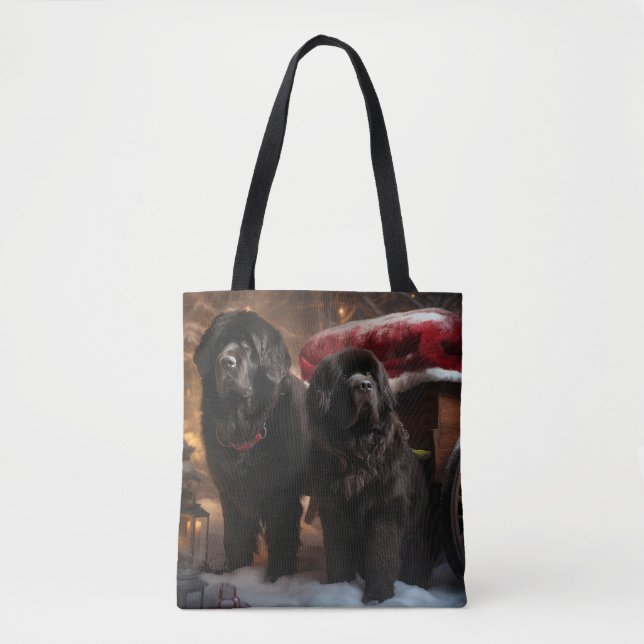 Neufundland Snowy Sleigh Weihnachtsdekor Tasche (Vorderseite)