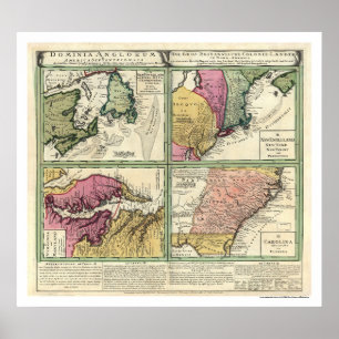 Neufundland- u. Ostküsten-Karte 1760 Poster