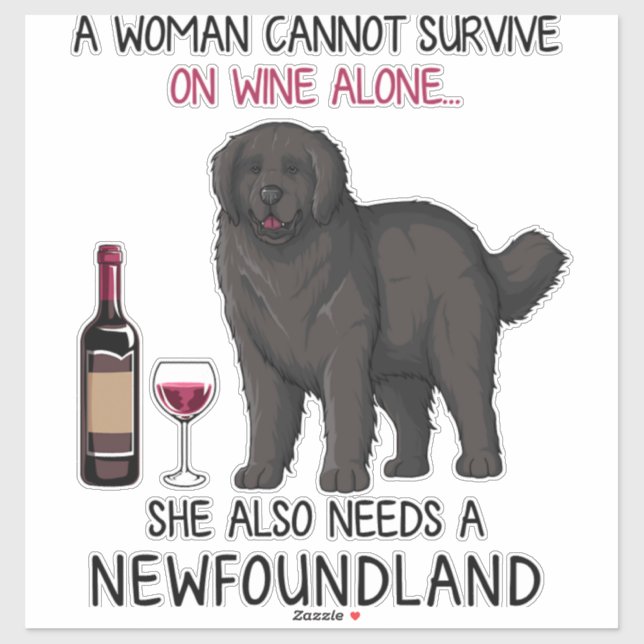 Neufundland und Wein Funny Dog Aufkleber (Blatt)