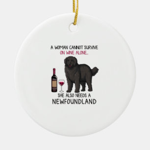 Neufundland und Wein Funny Dog Keramik Ornament