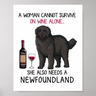 Neufundland und Wein Funny Dog Poster