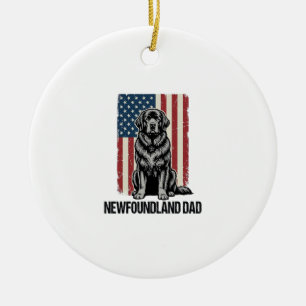 Neufundland-Vater Patriotischer Hund Vintage Keramik Ornament