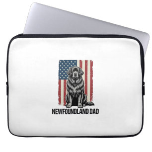 Neufundland-Vater Patriotischer Hund Vintage Laptopschutzhülle