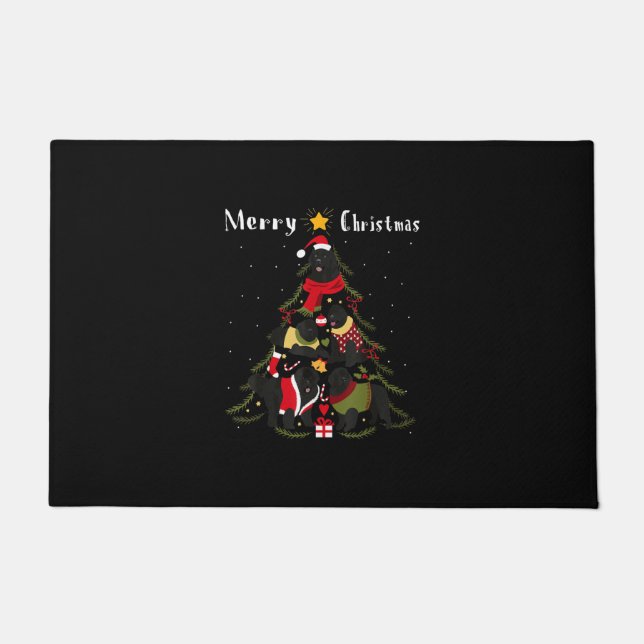 Neufundland Weihnachtsbaum Xmas Dog Lover Fußmatte (Vorderseite)