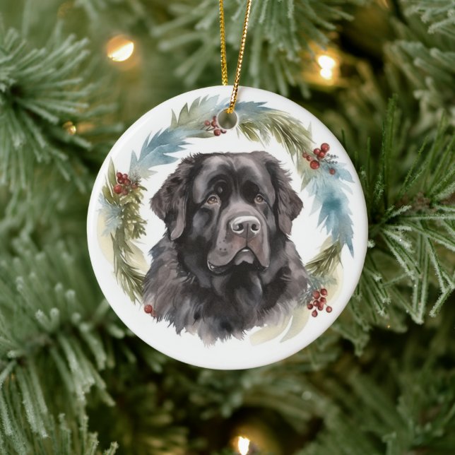 Neufundland Weihnachtsmann Festliche Jungfrau Keramik Ornament (Baum)