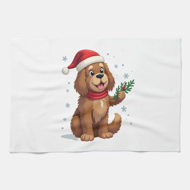 Neufundland-Weihnachtsmannmütze Geschirrtuch (Horizontal)