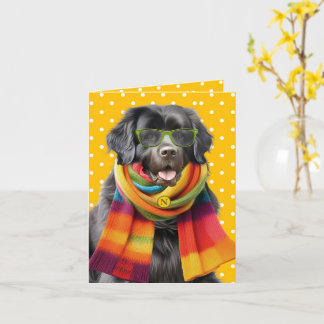 Neufundländer-Hund Gelbe Punkte-Muster Monogramm Karte
