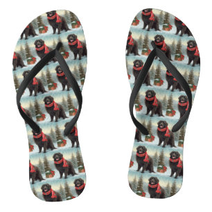 Neufundländer-Hund im Schnee Weihnachten Flip Flops