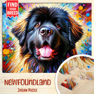 Neufundländer Hund Porträt Acryl Kunst Druck Hund
