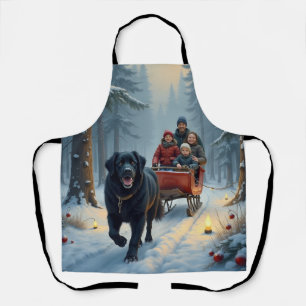 Neufundländer Hund Schnee-Schlittenfahrt Weihnacht Schürze