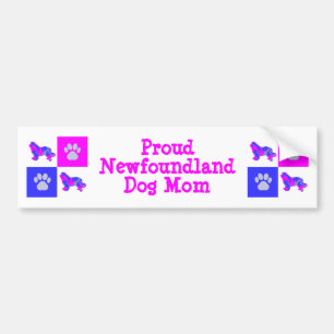Neufundländer-Hund-Silhouette in Hot Pink und Blau Autoaufkleber