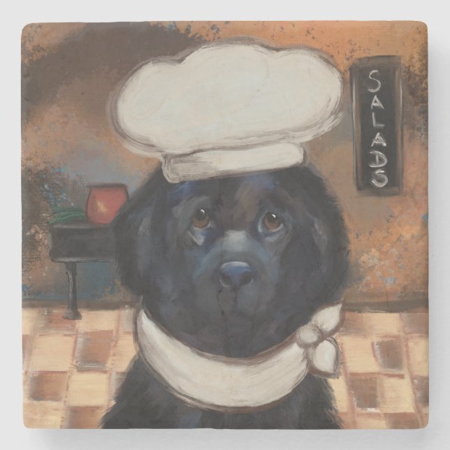 Neufundländer Hund Steinuntersetzer (Vorderseite)