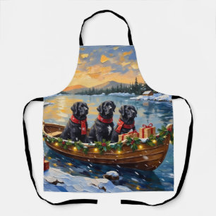 Neufundländer-Hund-Weihnachtsboot-Feiertag Schürze