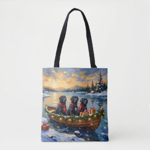 Neufundländer-Hund-Weihnachtsboot-Feiertag Tasche