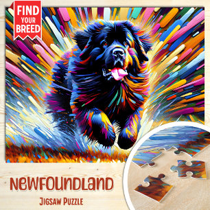 Neufundländer-Hundporträt Acryl-Kunst Druck Hund