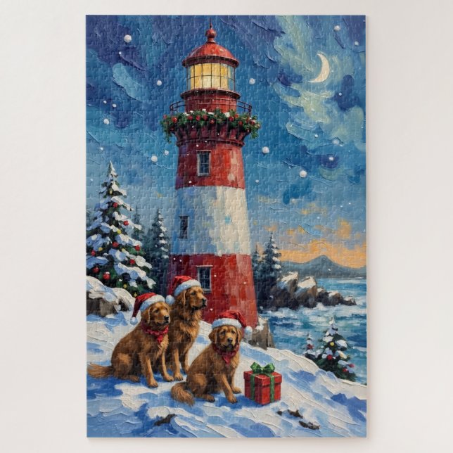 Neufundländer-Weihnachts-Leuchtturm-Feiertag (Vertikal)