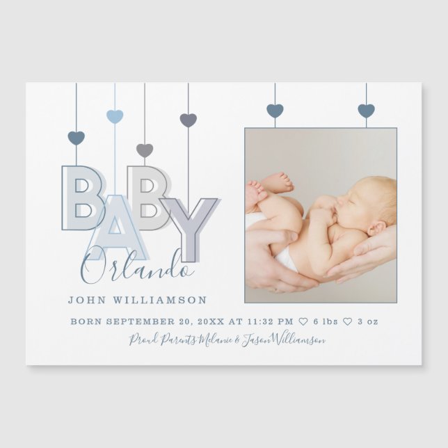 Neugeborene Baby Boy Birth Foto Magnetkarte (Vorderseite)
