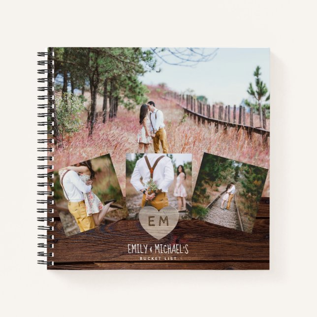 Neugeborene BUCKET LIST Foto Rustikale Lila Blüte Notizbuch (Vorderseite)