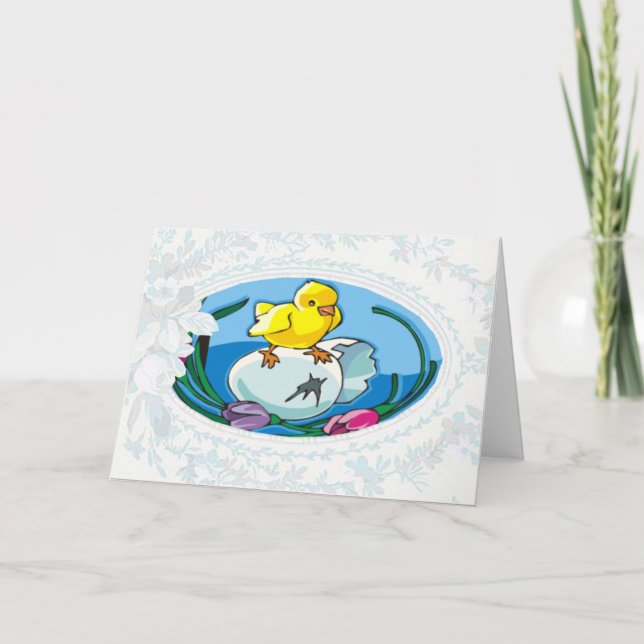Neugeborene-Chick-Osterkarte Feiertagskarte (Vorderseite)