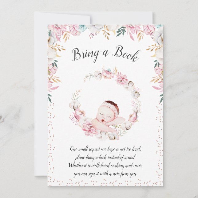 Neugeborene Flora Buch bringen Einladung (Vorderseite)