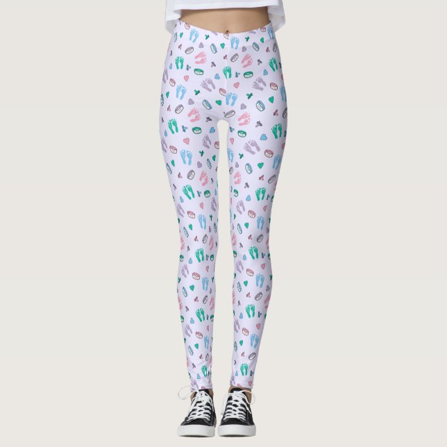 Neugeborene Footprints Binkys und ID-Muster Leggings (Vorderseite)