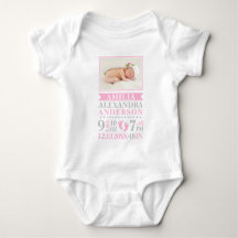 Neugeborene Girl Pink Grau Birth Stats FOTO