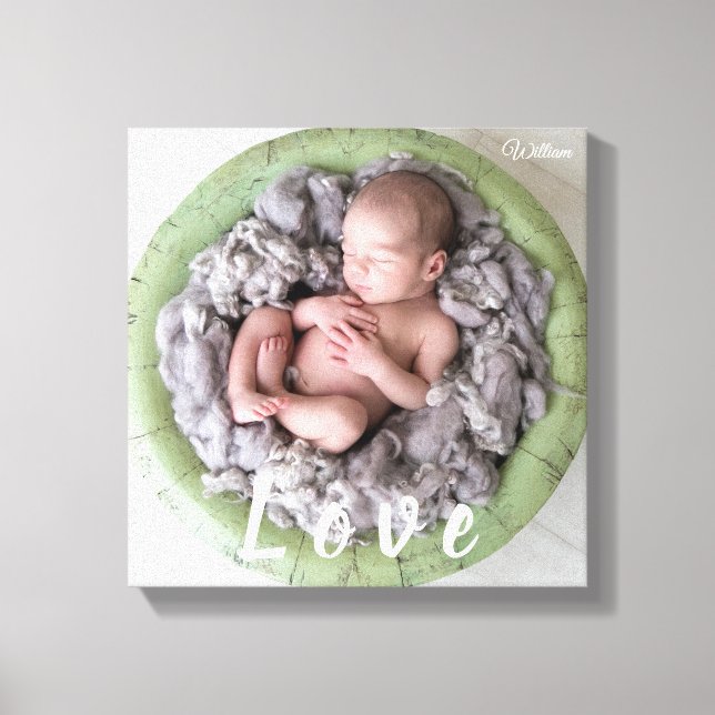 Neugeborene Liebe Foto Bild Personalisiert Name Leinwanddruck (Vorderseite)