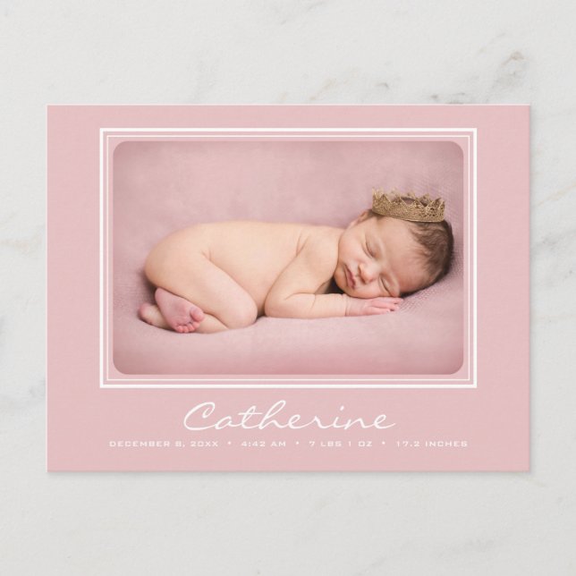 Neugeborene-Mädchen Ankunft Geburtsankündigung Postkarte (Vorderseite)