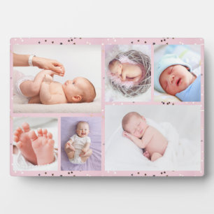 Neugeborene Mädchen Personalisiert 6 Foto rosa Fotoplatte